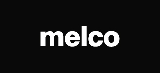 White Melco Logo on black background