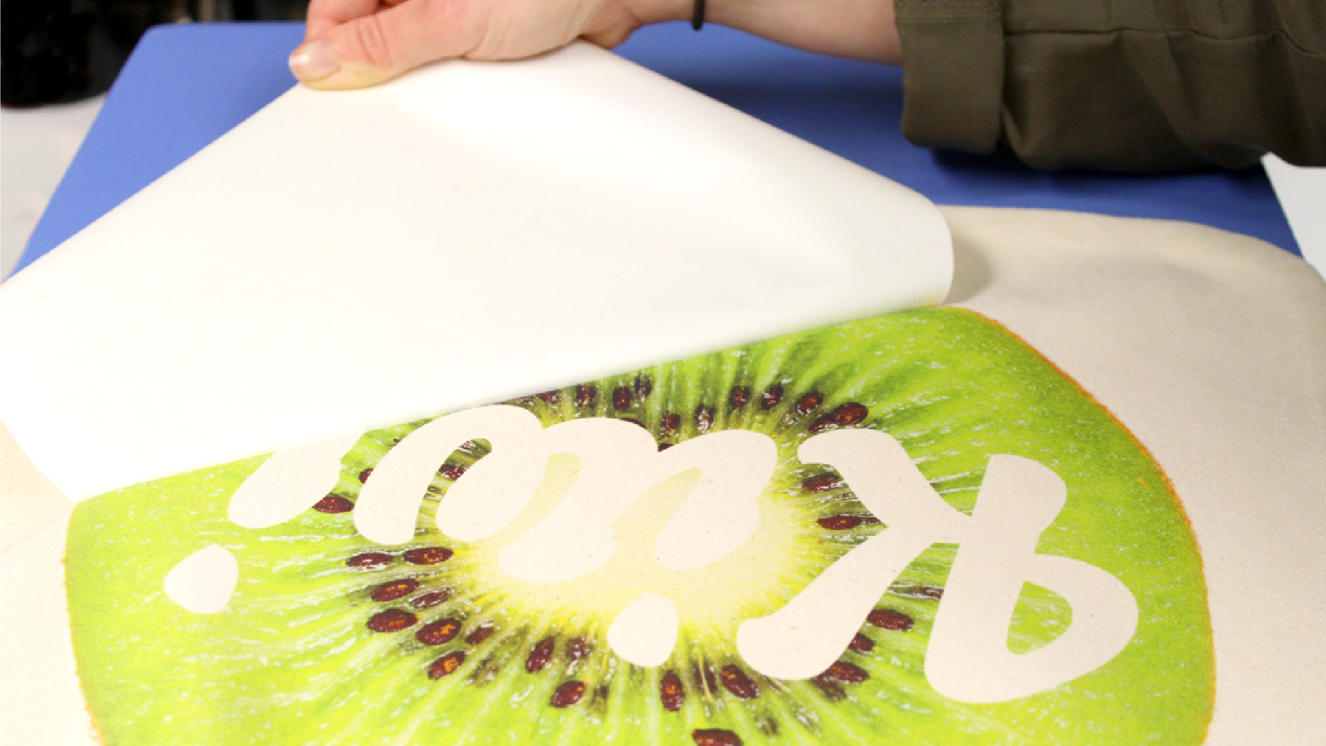 Forever Five Star Universal Paper Print of a Kiwi being peeled