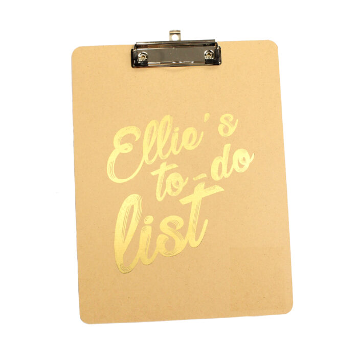 Clip Board with personalised design made with Forever Transfers Multi-Trans Select Gold Paper