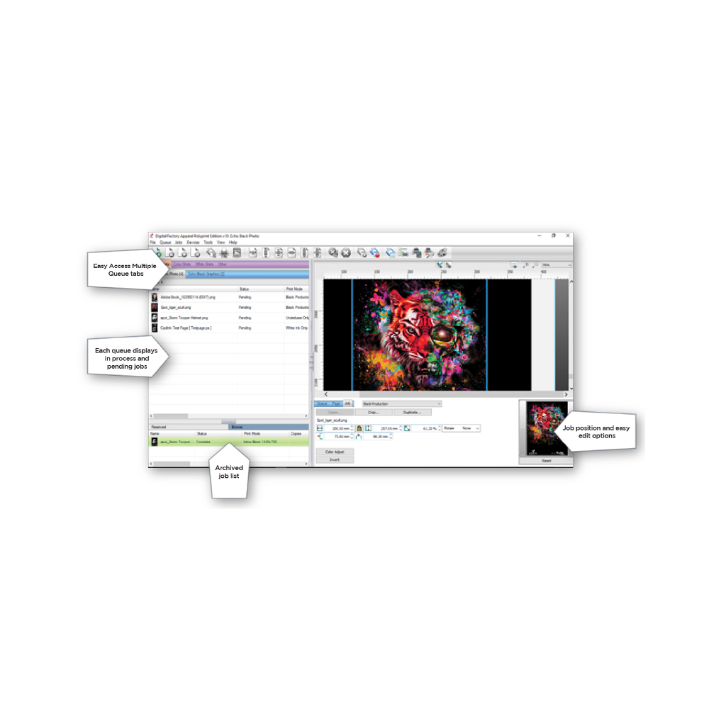 Digital Factory Polyprint Edition V10 - Upgrade from Texjet RIP (Within 6 Months) Software Diagram