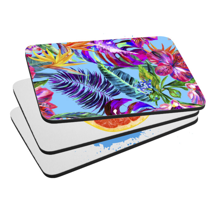 Set of floral Mousemats printed with Forever Classic and Universal Paper on white background