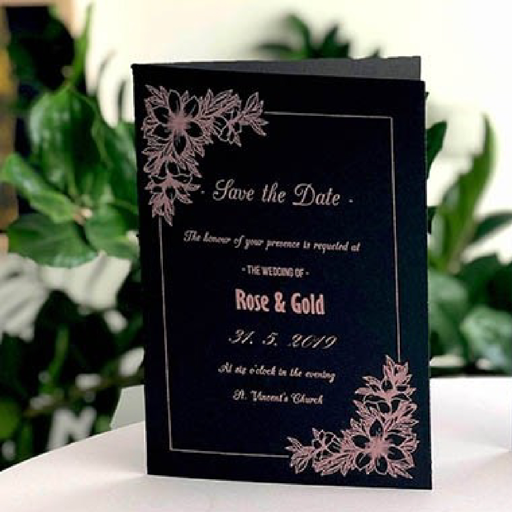 Save the date card printied with Forever Flex Soft (No Cut) Metallic Paper