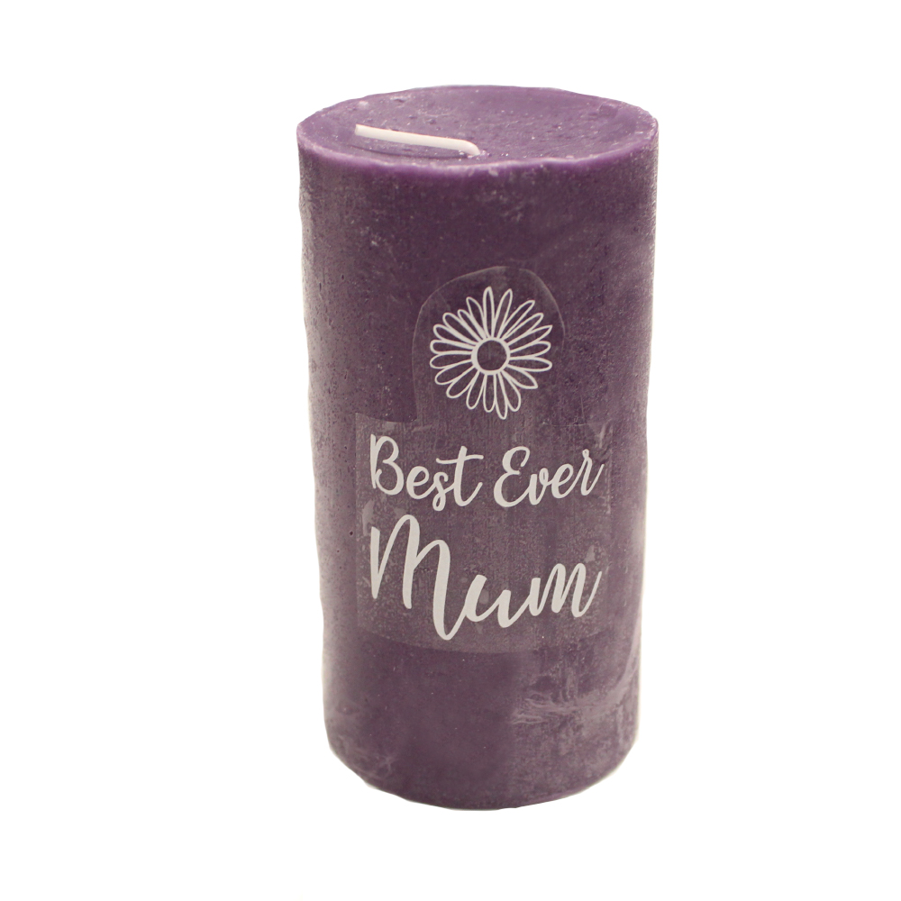 Purple candle with best mum ever design made with Forever Transfers Waterslide Heat Transfer Paper