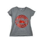 Grey T-shirt with printed design using Red Forever Hot Stamping Foil