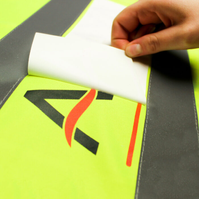 High Vis Jacket with Corporate branding being transferred using Forever Laser Transparent Paper