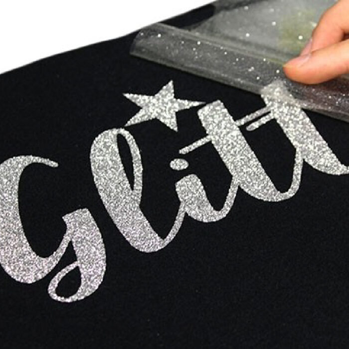 Silver glitter transfer using Sef Glitterflex Paper