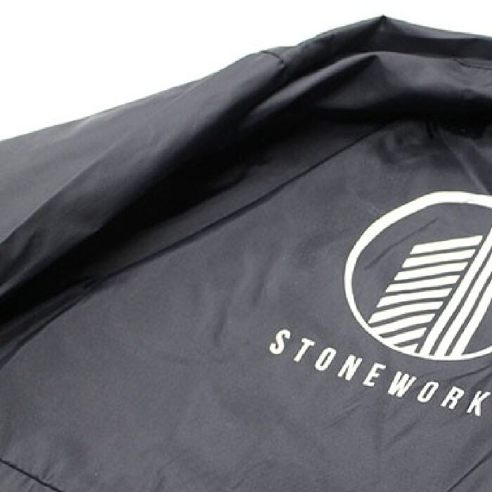 Black Jacket with graphic print made with Sef Maxxflex Nylon Vinyl
