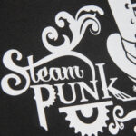 White Steam Punk design on shirt made with Sef Flex Cut Sticky Glow In The Dark Vinyl