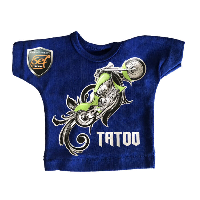 Blue shirt with motorbike design made with Sef Tatoo Classic Vinyl 75 cm