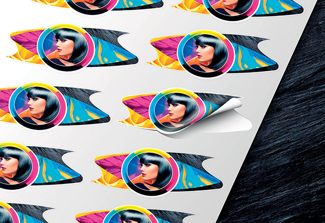 Sheet of stickers printed with Roland True Vis SG2 Series Printers