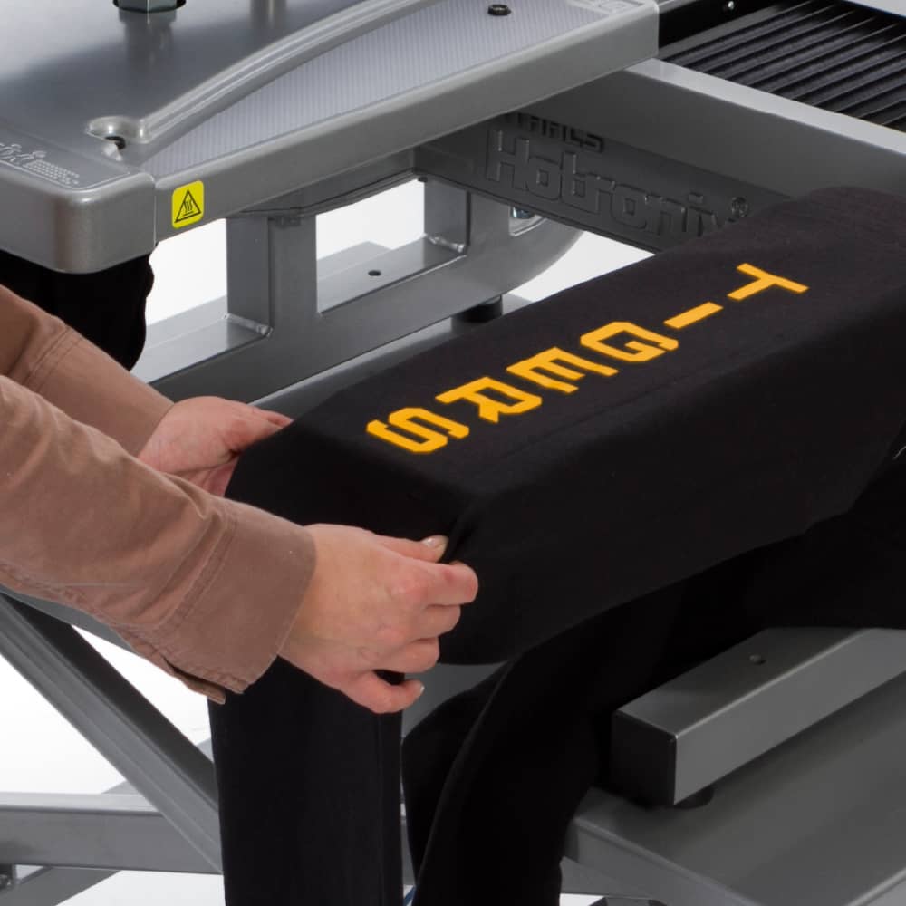 Heat Press equipment cart with stahls hotronix heat press and garment