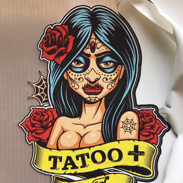 Mexican lady design being weeded with Sef Tatoo Plus