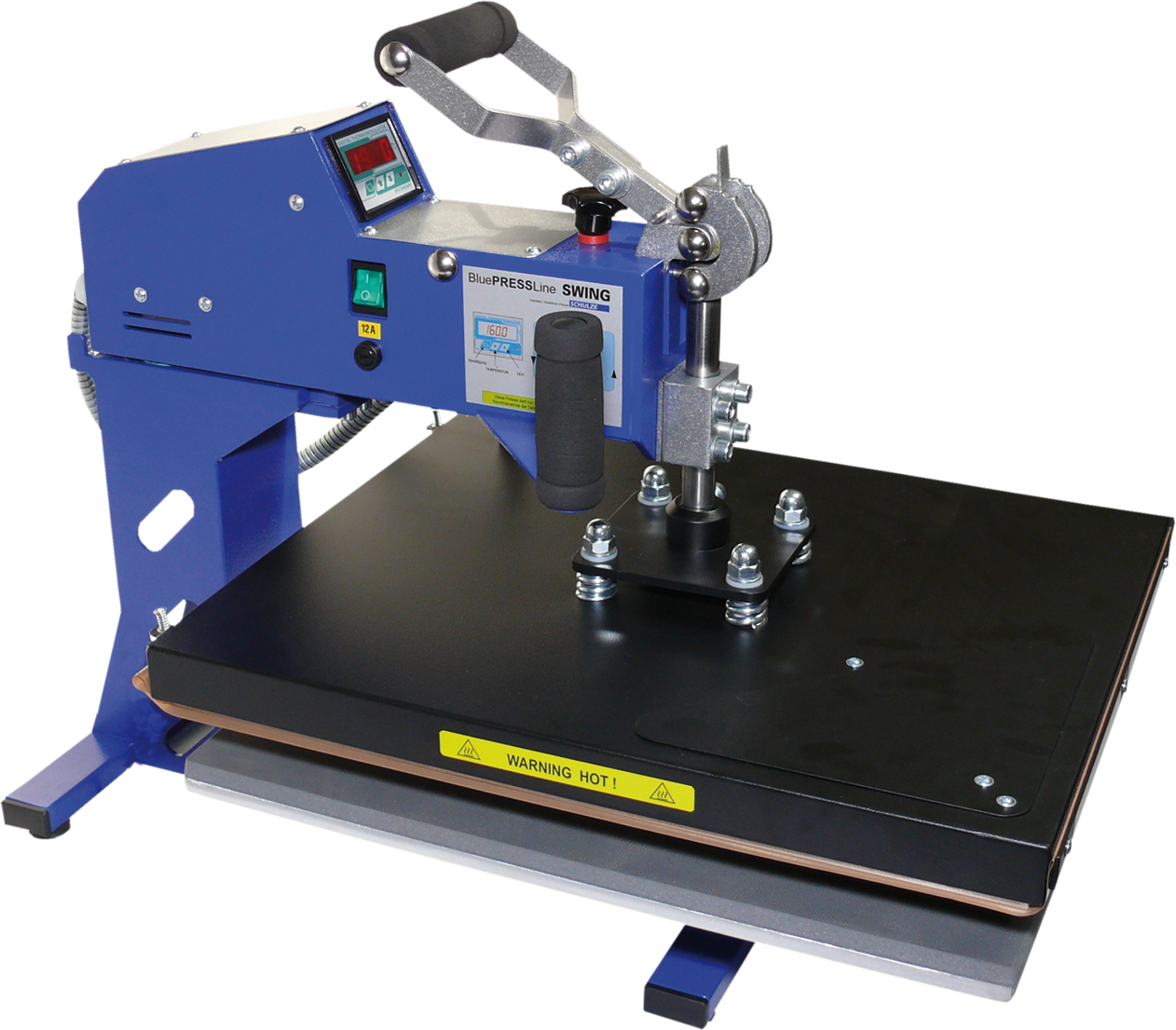 Schulze Blue Press Line Swing Heat Press on transparent background