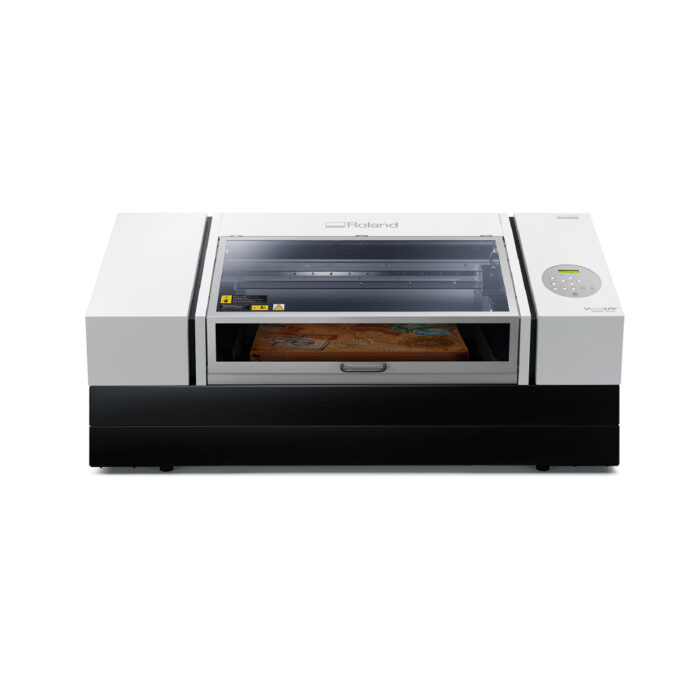 Roland Versa UV LEF-300D Flat Bed Printer with lid closed on white background