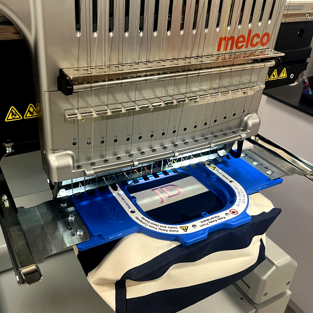 4.25 x 4.25" Mighty Hoop Positioned on Embroidery Machine