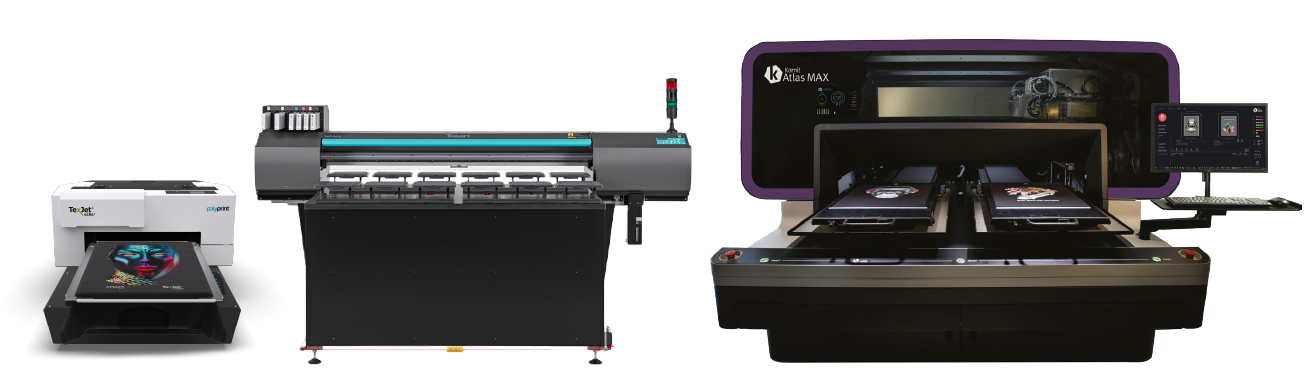 Direct to Garment Printers Texjet Echo2 Roland XT-640S Kornit Atlas Max