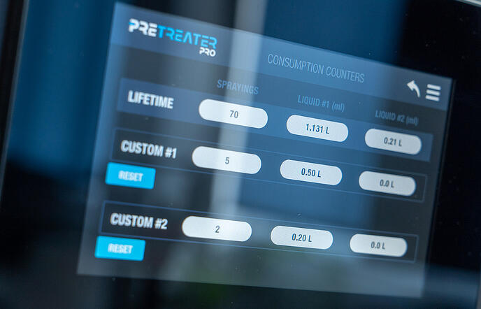 Polyprint Pretreater Pro Consumption Counters Screen