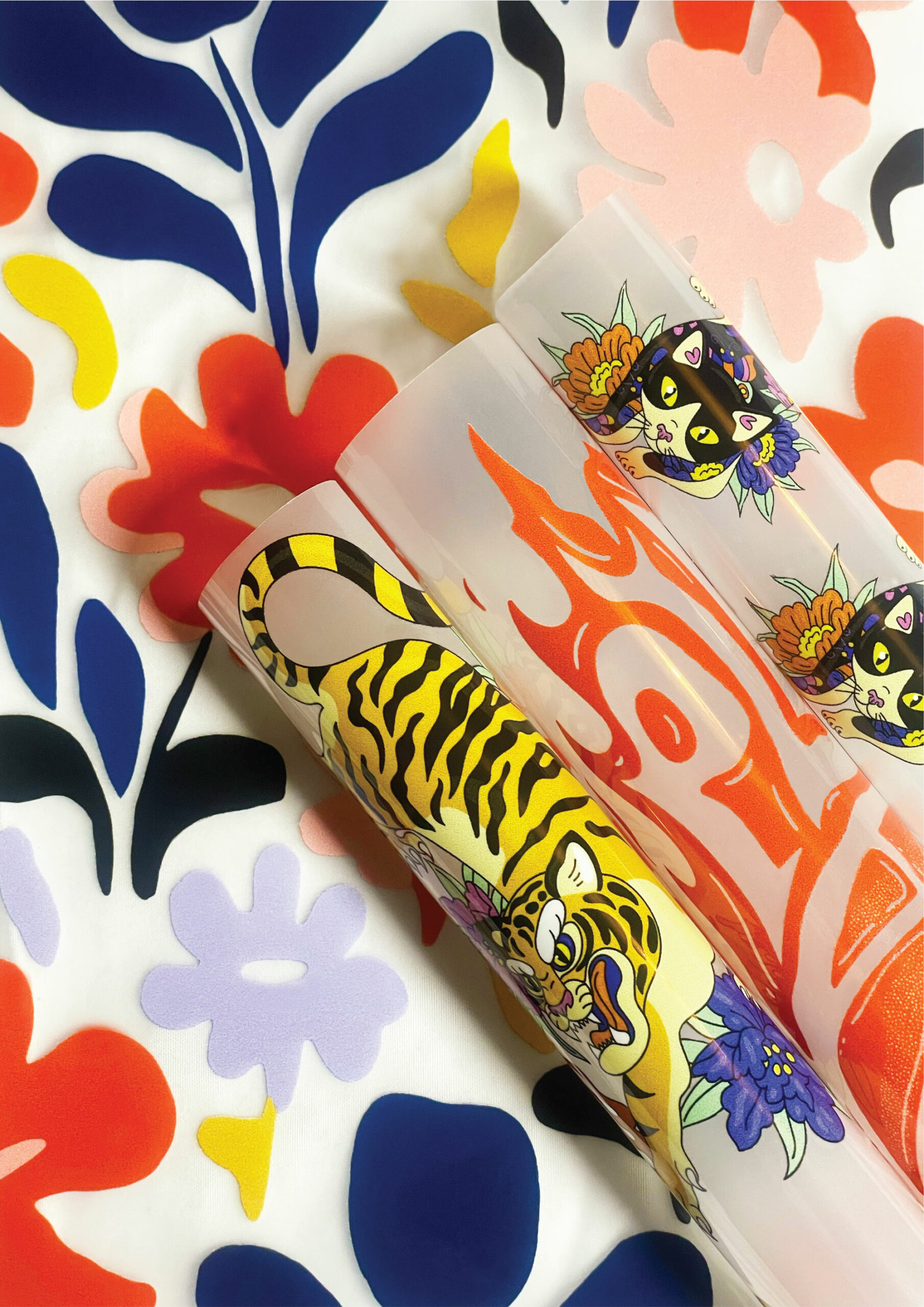 Printed DTF film rolled up